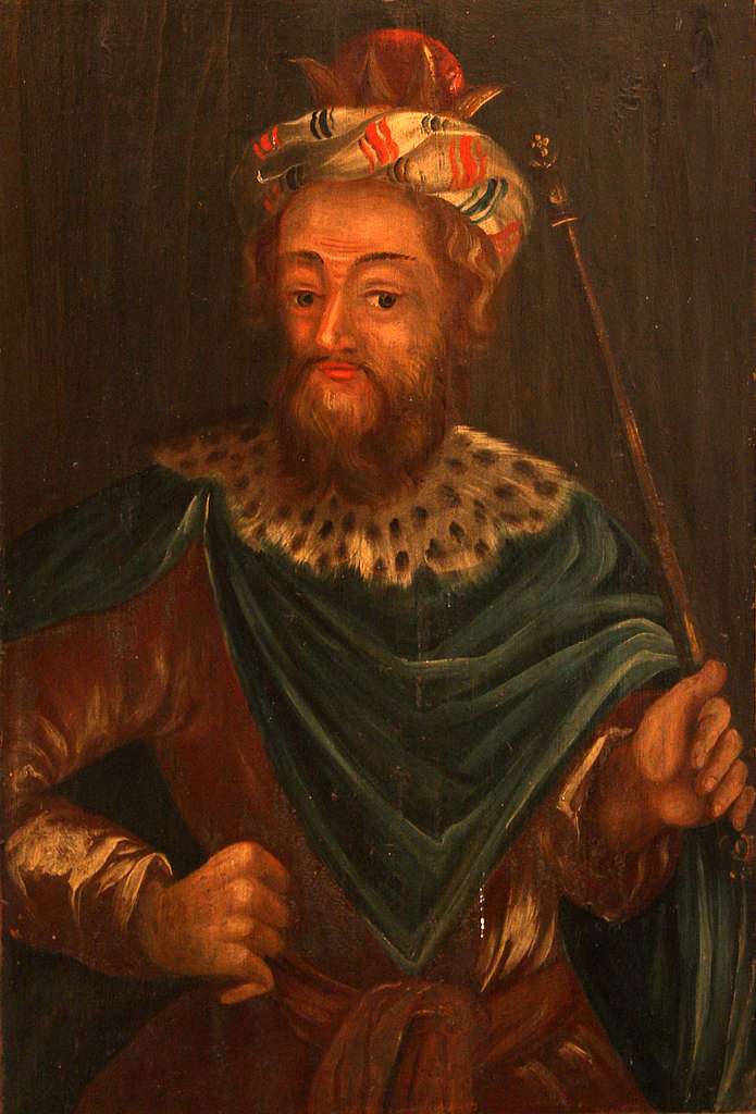 Painting of a guy with a beard and a turban looking sassy