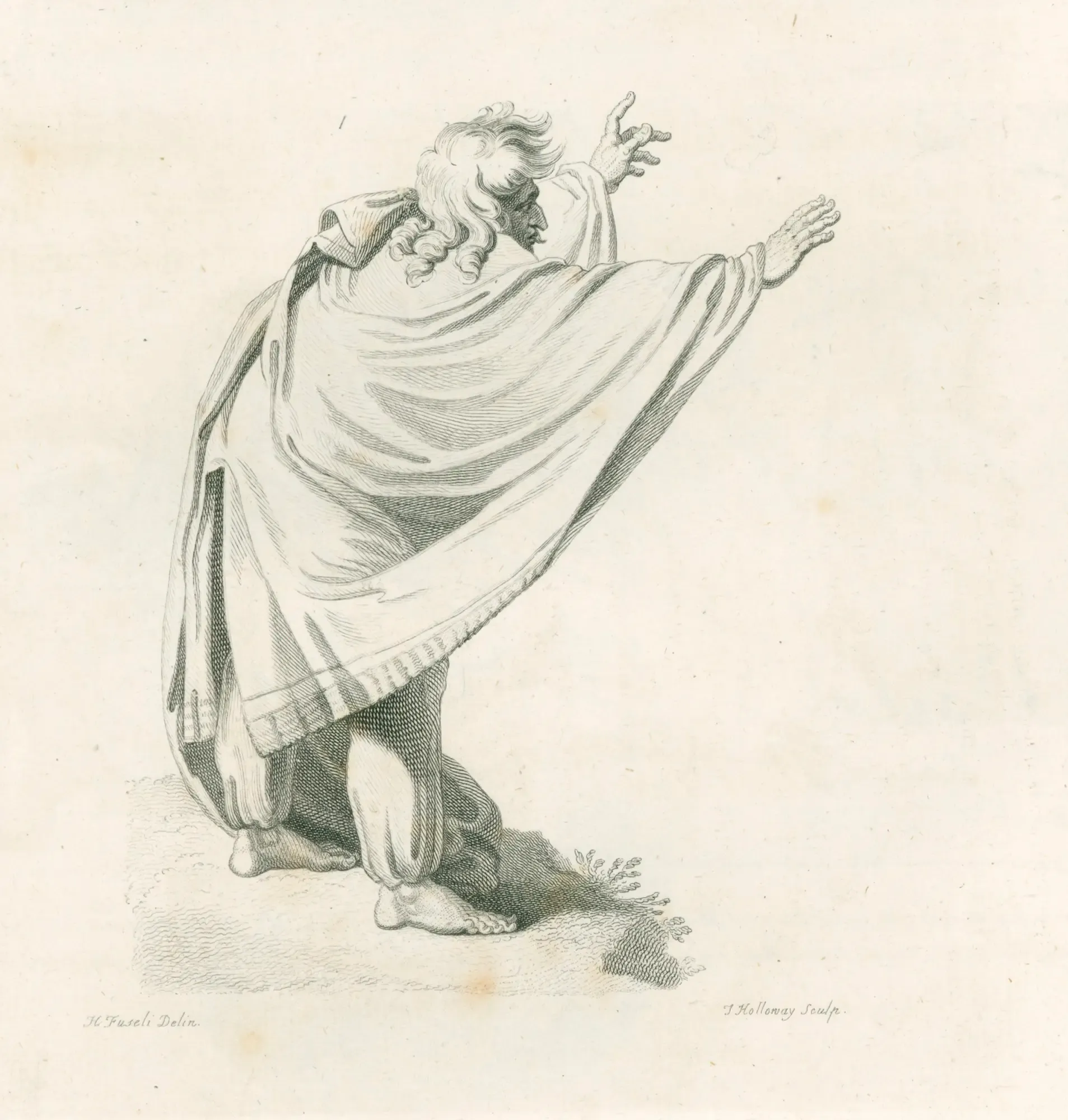 Balaam blessing the Children of Israel, December 1791 sketch of man standing, arms outstretched